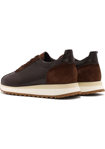 Erkek Kahverengi Bağcıklı Kalın Tabanlı Deri Sneaker 25SFD622014