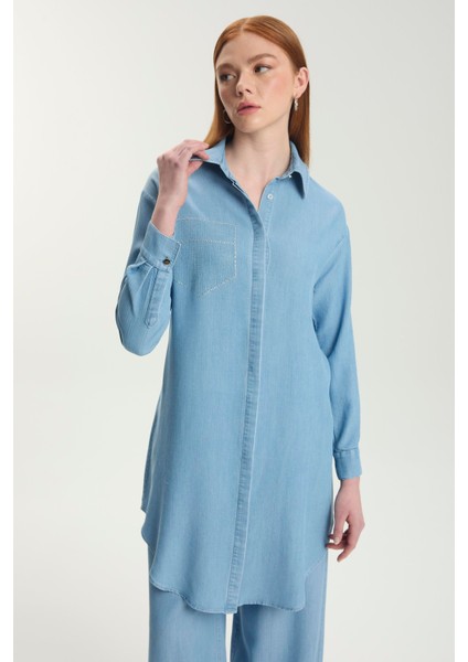 Taş Işleme Detaylı Denim Tunik