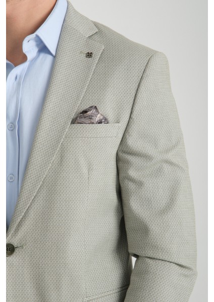 Odessa Erkek Haki Kendinden Desenli Mevsimlik Mono Yaka Slim Fit Blazer Ceket fiyatları