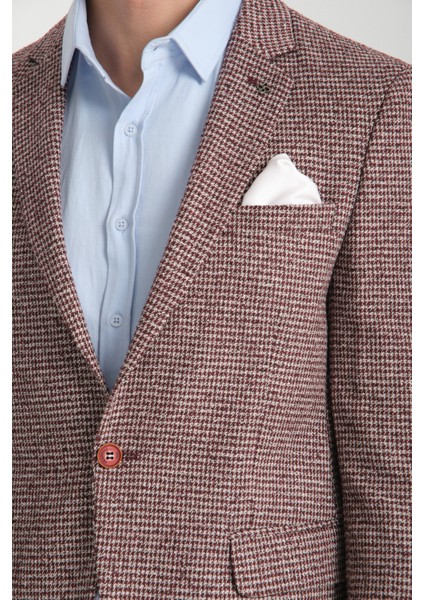 Pico Erkek Bordo Kendinden Desenli Örme Kumaş Slim Fit Mono Yaka Dar Kesim Blazer Ceket fiyatları