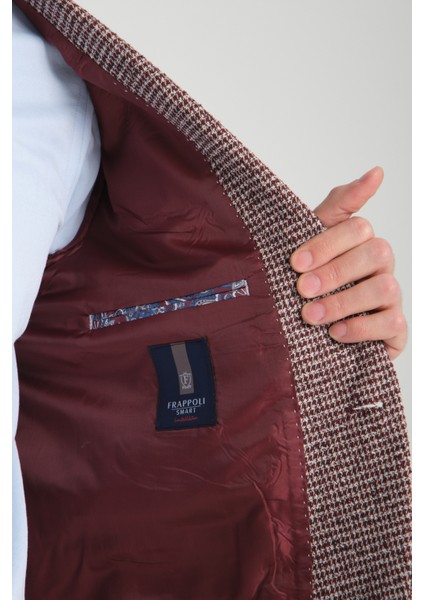 Pico Erkek Bordo Kendinden Desenli Örme Kumaş Slim Fit Mono Yaka Dar Kesim Blazer Ceket fırsatları