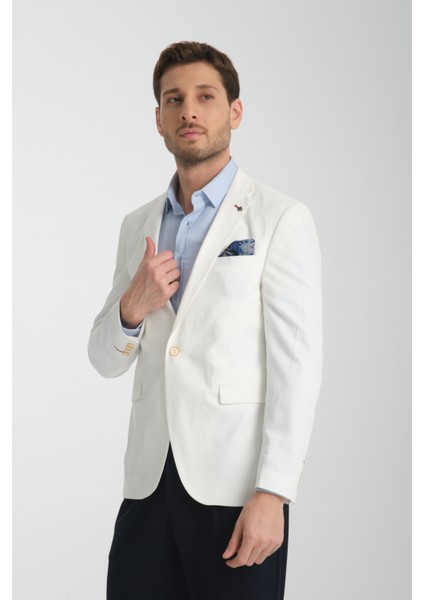 Silva-Belarus Erkek Beyaz Poliviskon Kumaş Spor Slim Fit Blazer Ceket modelleri