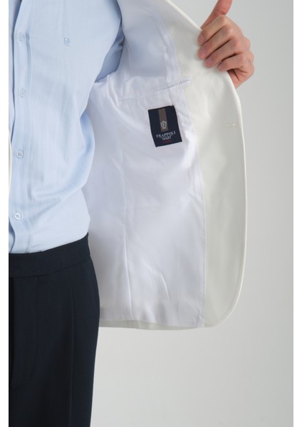 Silva-Belarus Erkek Beyaz Poliviskon Kumaş Spor Slim Fit Blazer Ceket fırsatları