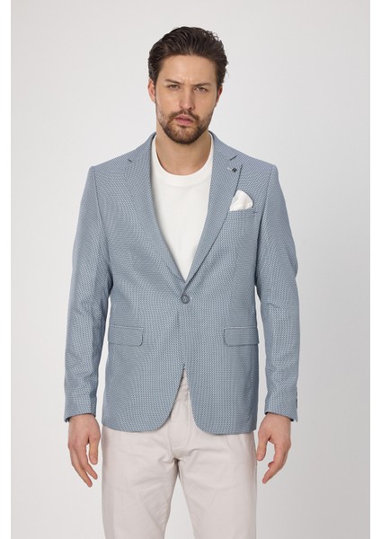 Alturo Erkek Bej Ilkbahar-Yaz Petek Desenli Regular Fit Blazer Ceket