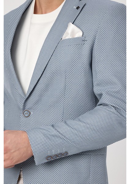 Alturo Erkek Bej Ilkbahar-Yaz Petek Desenli Regular Fit Blazer Ceket