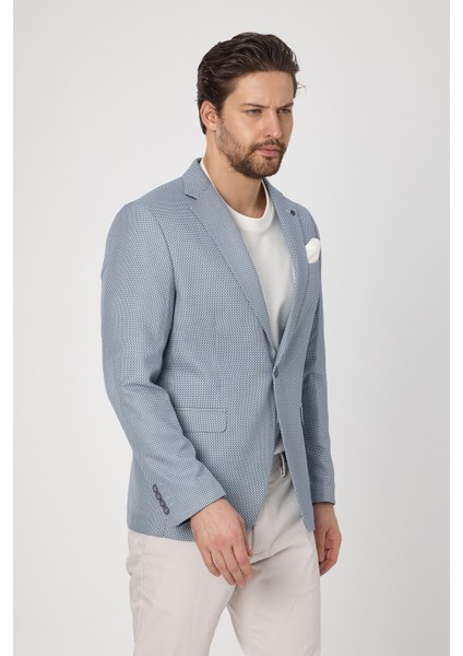 Alturo Erkek Bej Ilkbahar-Yaz Petek Desenli Regular Fit Blazer Ceket