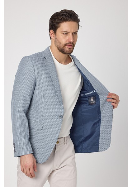 Alturo Erkek Bej Ilkbahar-Yaz Petek Desenli Regular Fit Blazer Ceket