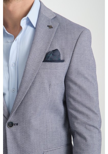 Odessa Erkek Haki Kendinden Desenli Mevsimlik Mono Yaka Slim Fit Blazer Ceket