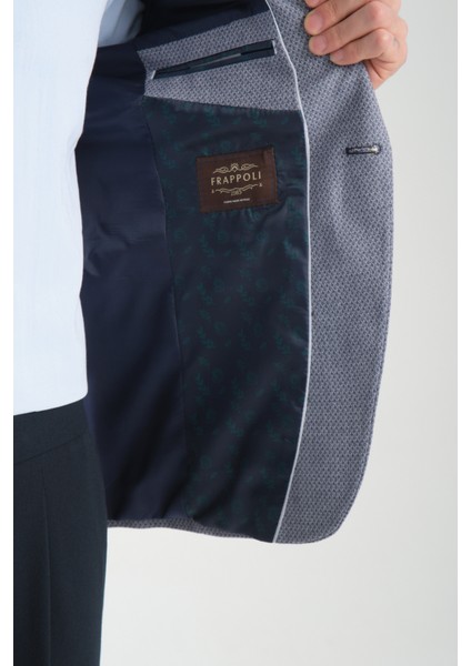 Odessa Erkek Haki Kendinden Desenli Mevsimlik Mono Yaka Slim Fit Blazer Ceket
