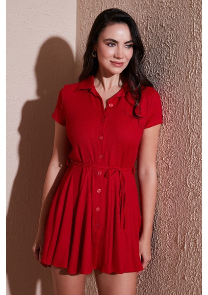 Bağlama Detaylı Mini Gömlek Elbise Bayan Elbise 5869006 fiyatları
