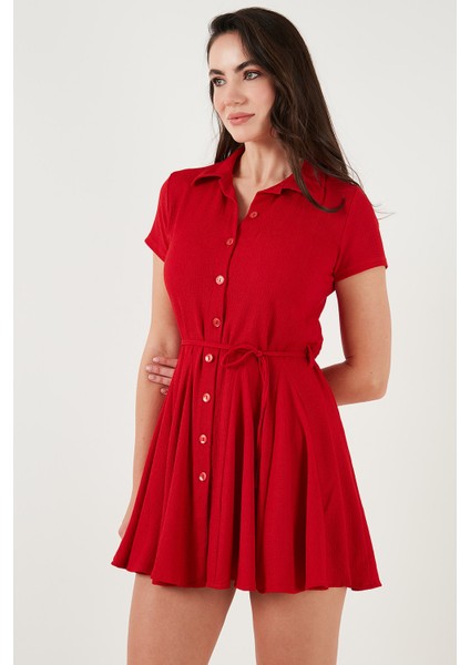 Bağlama Detaylı Mini Gömlek Elbise Bayan Elbise 5869006 fırsatları