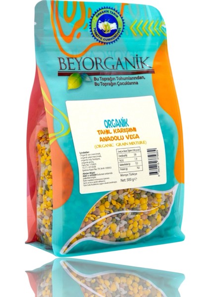 Organik Tahıl Karışımı Anadolu Vega (Maş Fasulyeli) 500GR (Pestisit ve Aflatoksin Analizli)