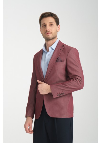 Agabio Erkek Lacivert Kendinden Desenli Slim Fit Mono Yaka Spor Blazer Ceket modelleri