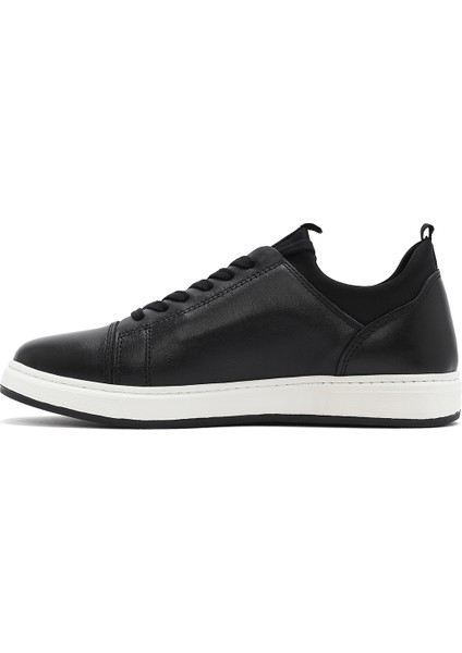 Erkek Siyah Bağcıklı Deri Sneaker 25SFD632918