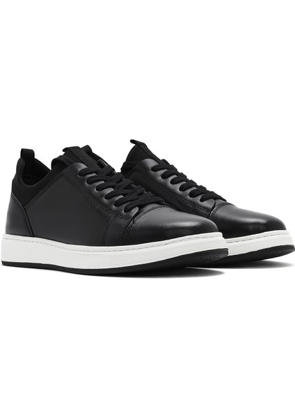 Erkek Siyah Bağcıklı Deri Sneaker 25SFD632918