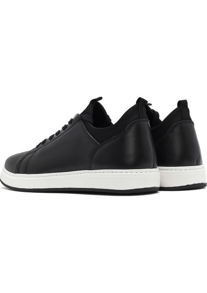 Erkek Siyah Bağcıklı Deri Sneaker 25SFD632918