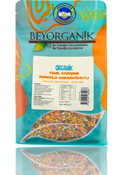 Organik Karabuğdaylı Tahıl Karışımı 440GR (Pestisit ve Aflatoksin Analizli)