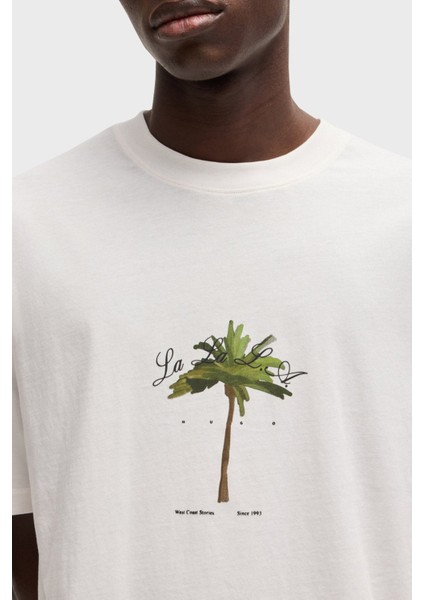 % 100 Pamuk Relaxed Fit Bisiklet Yaka Baskılı T Shirt Erkek T Shirt 50538972 102