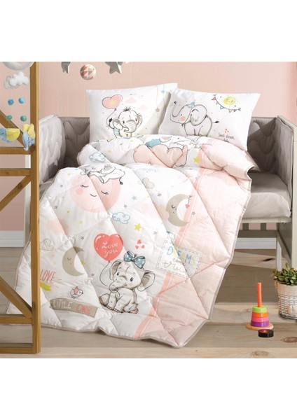 100% Pamuk Ranforce Bebek Uyku Seti Sweet Dreams V1 Pudra