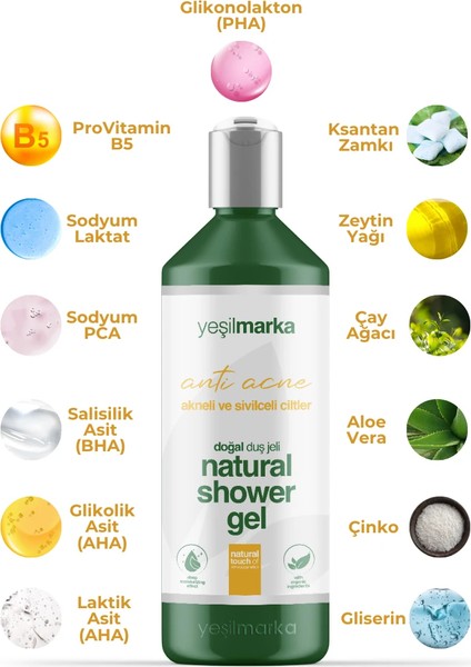Doğal Duş Jeli Akne Karşıtı indirimleri