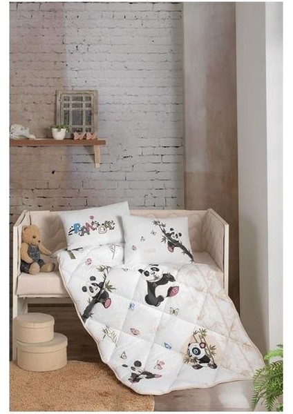Pamuk Ranforce Yorgan Bebek Panda V1 Bej