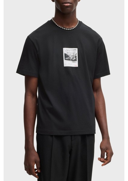 % 100 Pamuk Relaxed Fit Bisiklet Yaka Baskılı T Shirt Erkek T Shirt 50537535 001