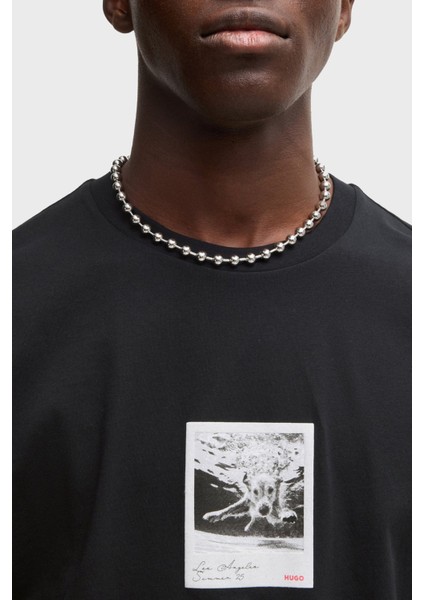 % 100 Pamuk Relaxed Fit Bisiklet Yaka Baskılı T Shirt Erkek T Shirt 50537535 001 modelleri