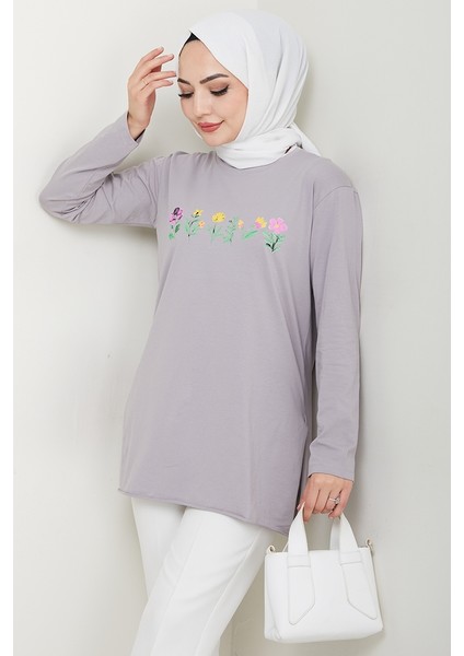 Çiçek Desen Tesettür Tunik 1425 - Taş modelleri