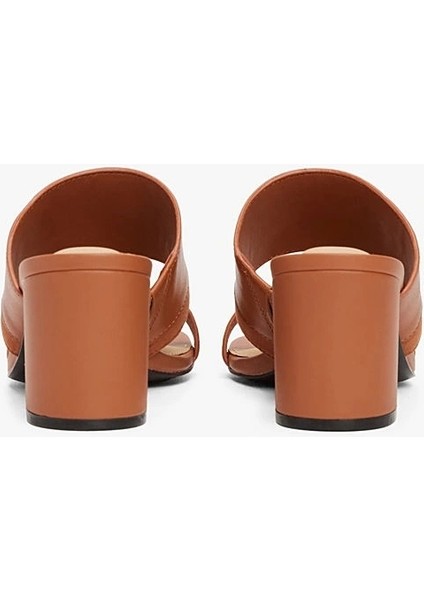 Kadın Kahverengi Deri Blok Topuklu Terlik modelleri