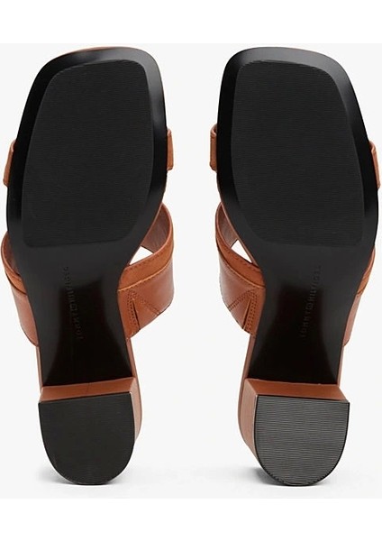 Kadın Kahverengi Deri Blok Topuklu Terlik indirimleri