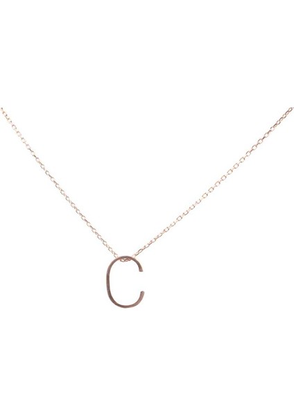 925 Ayar Gümüş 3 Boyutlu C Harfi Kolye