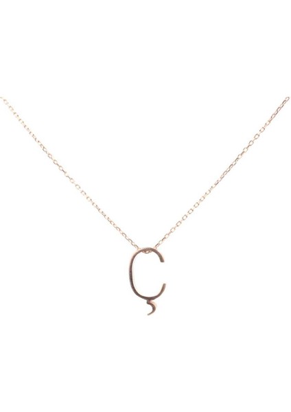 925 Ayar Gümüş 3 Boyutlu Ç Harfi Kolye