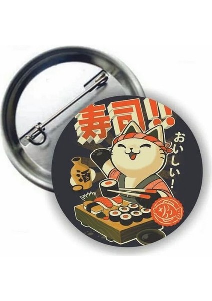 Kawaii Sushi Cat Buton Rozet