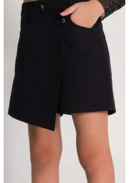 Beli Ayarlanabilir Lastikli Cepli Düğmeli Kruvaze Pamuklu Kot Şort Etek fiyatları