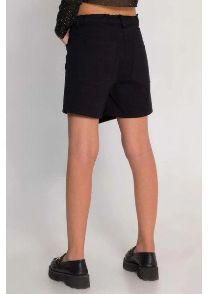 Beli Ayarlanabilir Lastikli Cepli Düğmeli Kruvaze Pamuklu Kot Şort Etek modelleri