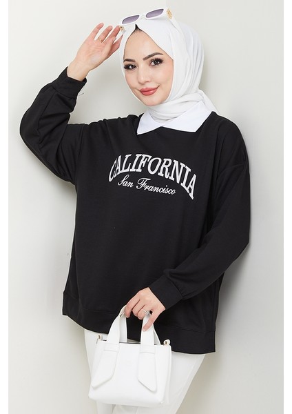 California Baskılı Sweat 1426 - Siyah