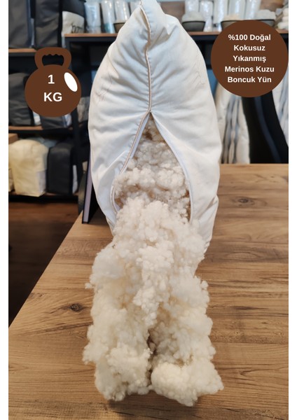 Kokusuz - Yıkanmış Merinos Kuzu Yünü Boncuk Yün 1 kg