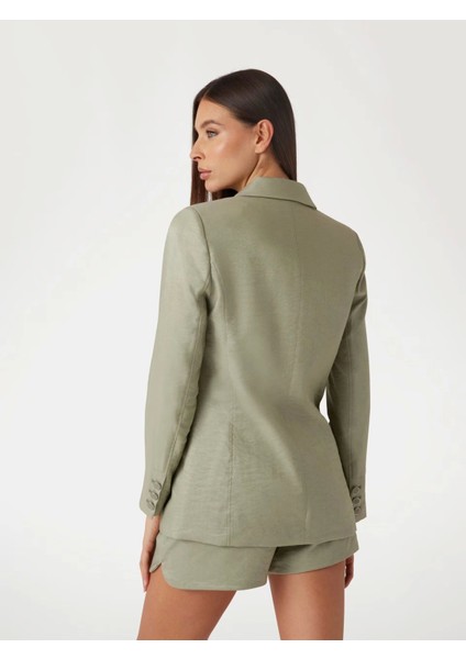 Kadın Haki Kruvaze Blazer Ceket