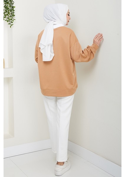 California Baskılı Sweat 1426 - Vizon