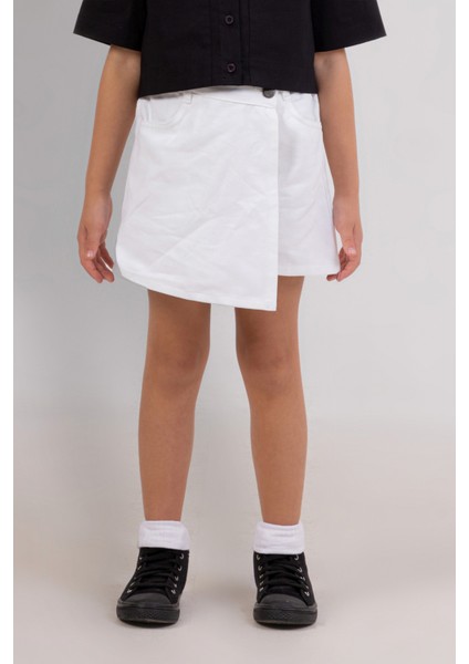 Beli Ayarlanabilir Lastikli Cepli Düğmeli Kruvaze Pamuklu Kot Şort Etek fiyatları