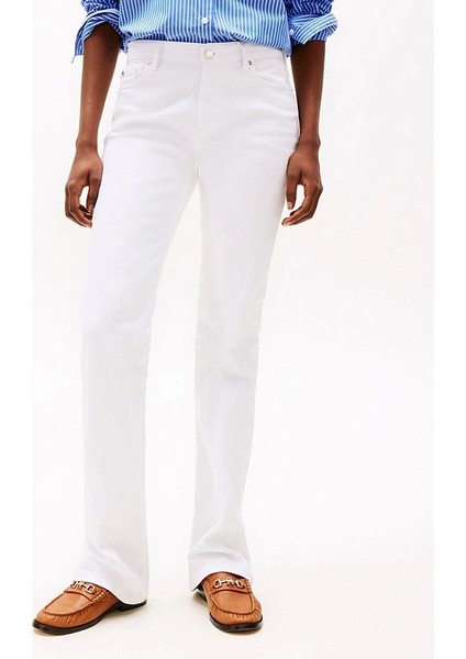 Kadın Beyaz Orta Bel Bootcut Pantolon fiyatları