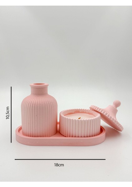 Japon Kiraz Çiçeği Kokulu, Özel Tasarım Mum Vazo ve Tepsi Aksesuar Seti fiyatları