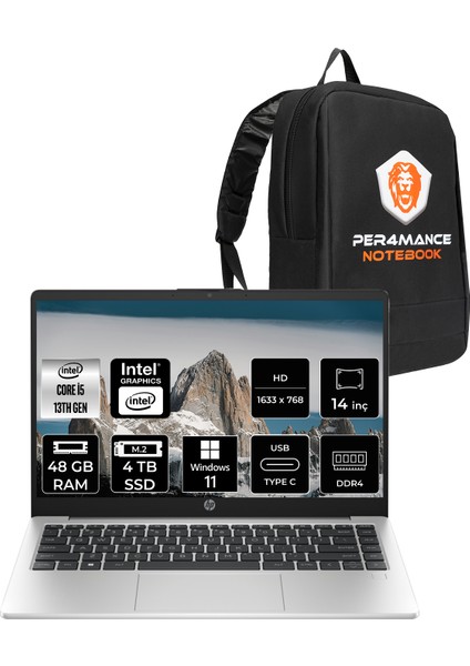 240 G10 Intel Core I5 1340P 48GB 4tb SSD 14" Hd Windows 11 Pro Taşınabilir Bilgisayar & Per4 Çanta 8A555EAPN445