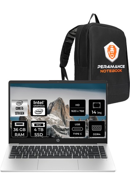 240 G10 Intel Core I5 1340P 36GB 4tb SSD 14" Hd Fdos Taşınabilir Bilgisayar & Per4 Çanta 8A555EAPN335