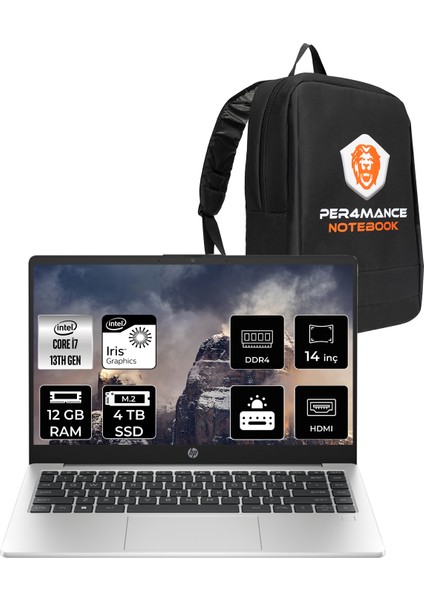 240 G10 Intel Core I7 1360P 12GB 4tb SSD 14" Fhd Fdos Taşınabilir Bilgisayar & Per4 Çanta 8A557EAPN310