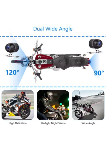 2 Inç Ekran 1080P Motosiklet Ön ve Arka Görüş Kamerası Kumandalı Gidon Baglantılı indirimleri