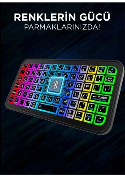 Mini Klavye Smarttv Işıklı Bluetooth Kablosuz Televizyon Ps3 Dizüstü Tabletler ve Telefonlar Için