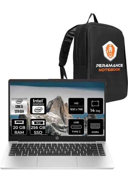 240 G10 Intel Core I5 1335U 20GB 256GB SSD 14" Hd Fdos Taşınabilir Bilgisayar & Per4 Çanta 968L6ETPN316