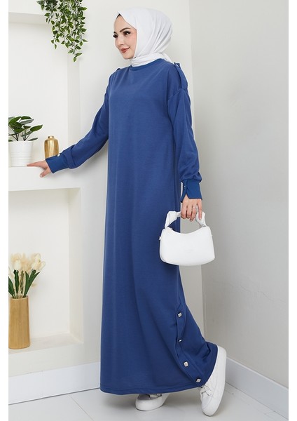 Siyar Apolet Detaylı Elbise 1424 - Indigo