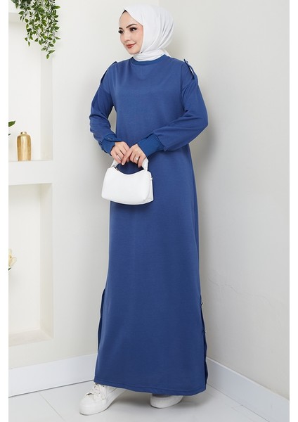 Siyar Apolet Detaylı Elbise 1424 - Indigo